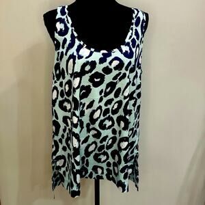 Leopard Print Sleeveless Top Banana Republic Tank Ice Blue Large